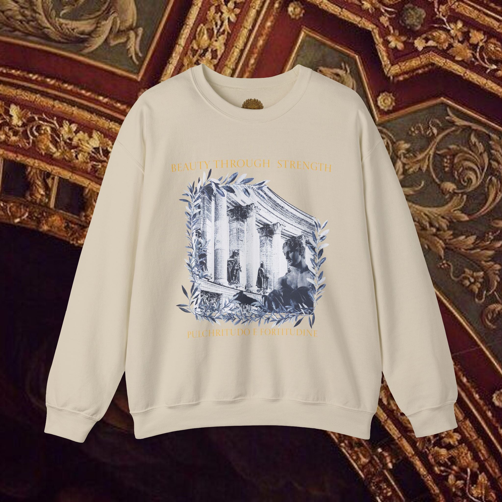 Beauty Through Strength Classically-Inspired Cotton Graphic Sweatshirt